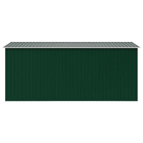 Szopa ogrodowa, 257 x 392 x 181 cm, metal, zielona