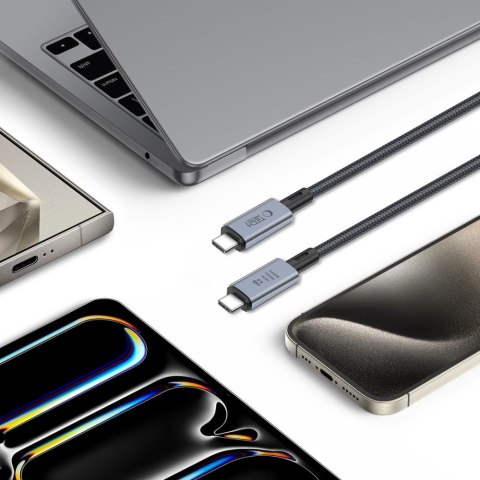 Kabel przewód USB-C PD 240W 8K 40Gbps 2m - szary