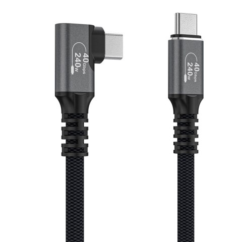 Kabel przewód kątowy USB-C Thunderbolt 4 240W 1.5m 4K - czarny