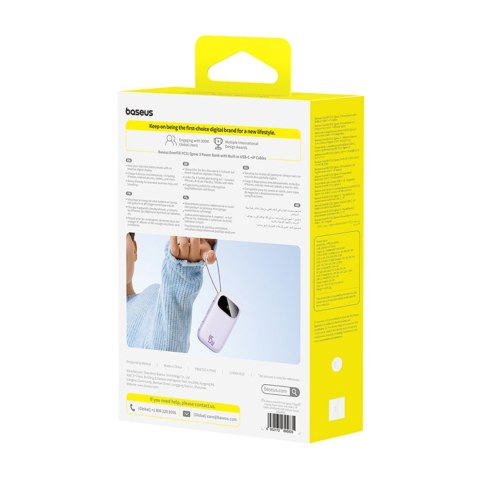 Powerbank 20000mAh 45W z wyświetlaczem kablami USB-C Lightning EnerFill FC31 - fioletowy