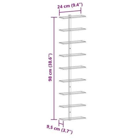 Ścienne uchwyty na 18 butelek wina, 2 szt., czarne, żelazne