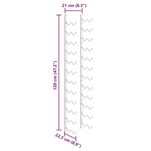 Ścienny stojak na 24 butelki wina, czarny, żelazny