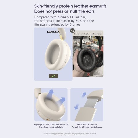 Słuchawki bezprzewodowe nauszne X22 Max Bluetooth ANC - beżowe