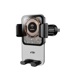 Uchwyt samochodowy zaciskowy z ładowarką indukcyjną 15W - czarny