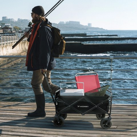 Wózek plażowy turystyczny składany z siatką szerokimi kołami do 100 kg