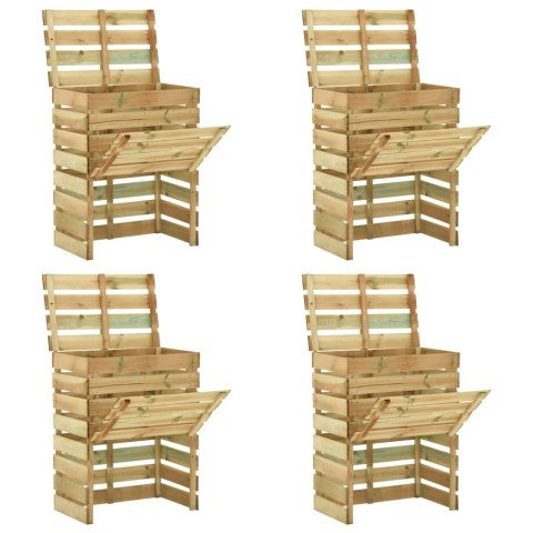 Kompostowniki z listew, 4 szt., 80x50x100cm, impregnowana sosna