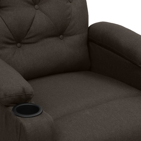 Elektryczny fotel masujący, ciemnobrązowy, obity tkaniną