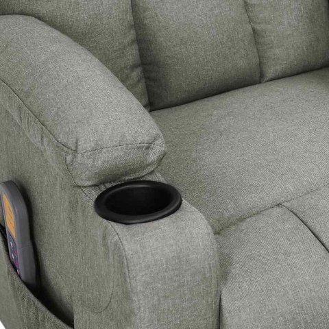 Elektryczny fotel masujący, jasnoszary, tkanina