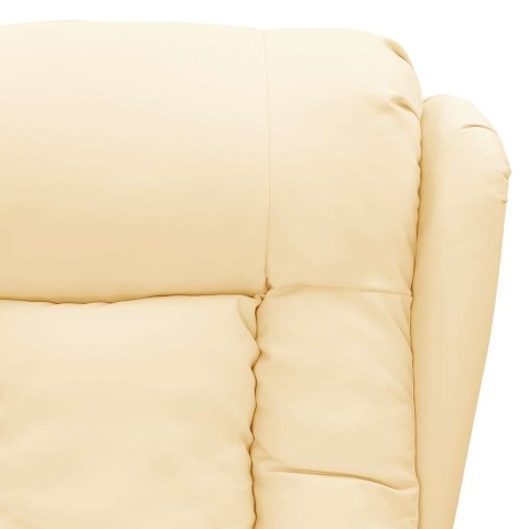 Elektryczny fotel masujący, kremowy, sztuczna skóra