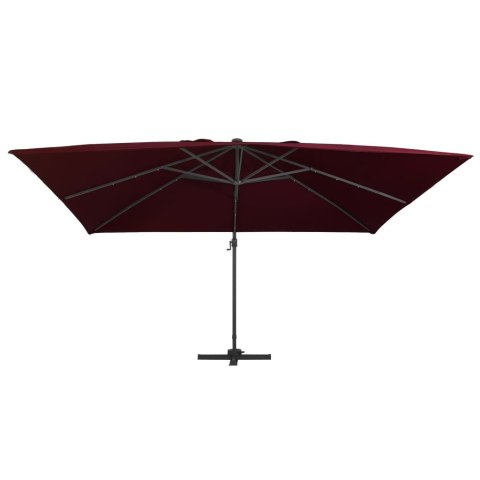 Parasol wiszący z LED, bordowy, 400x300 cm