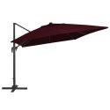 Parasol wiszący z LED, bordowy, 400x300 cm