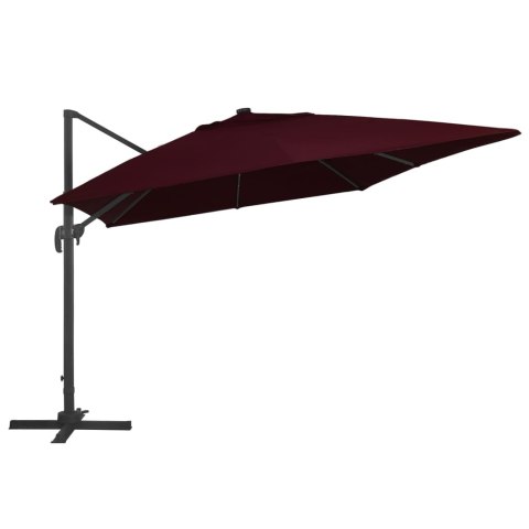 Parasol wiszący z LED, bordowy, 400x300 cm