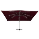 Parasol wiszący z LED, bordowy, 400x300 cm