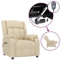Elektryczny fotel masujący, kremowy, tkanina
