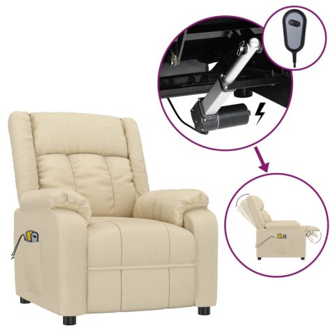 Elektryczny fotel masujący, kremowy, tkanina
