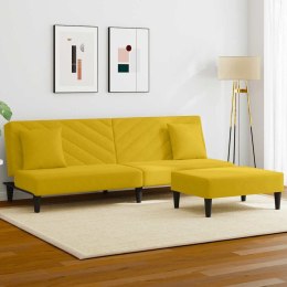 2-cz. komplet wypoczynkowy z poduszkami, żółty, aksamit