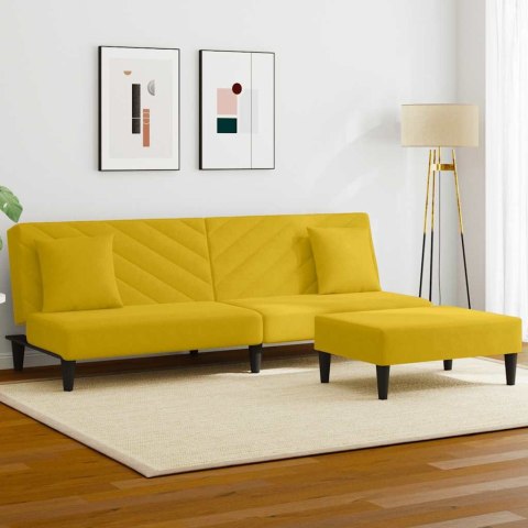 2-cz. komplet wypoczynkowy z poduszkami, żółty, aksamit