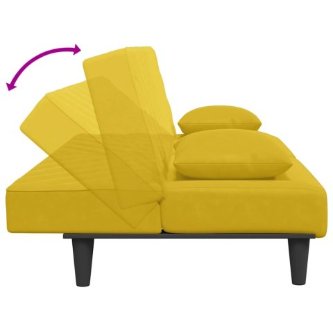 2-cz. komplet wypoczynkowy z poduszkami, żółty, aksamit