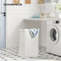 Kosz na pranie bambusowy 72 l z pokrywą, biały, 40×30×60 cm