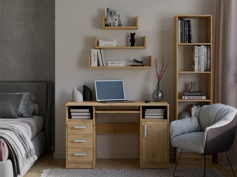 Półka Wisząca MOBI 3P Komplet 3x - Nowoczesne Półki Ścienne DĄB ARTISAN