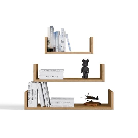 Półka Wisząca MOBI 3P Komplet 3x - Nowoczesne Półki Ścienne DĄB ARTISAN