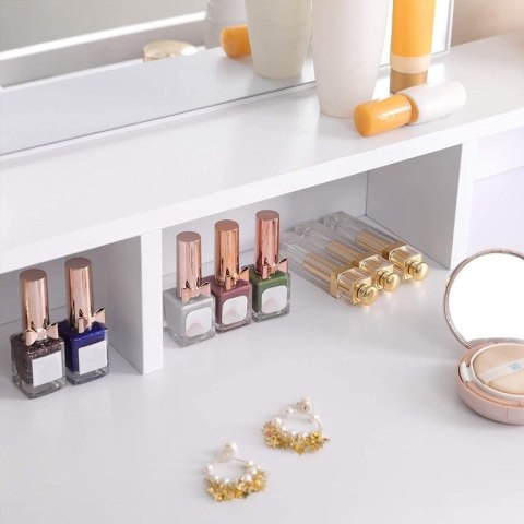 Toaletka VASAGLE biała z lustrem i szufladami 80x40x140 cm