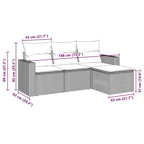 4-cz. zestaw wypoczynkowy do ogrodu, poduszki, jasnoszary