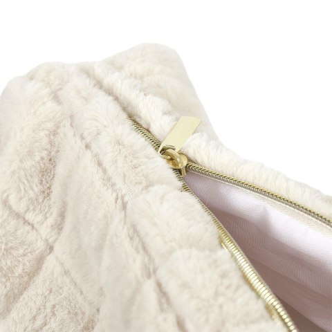 Kosmetyczka futrzana kremowa