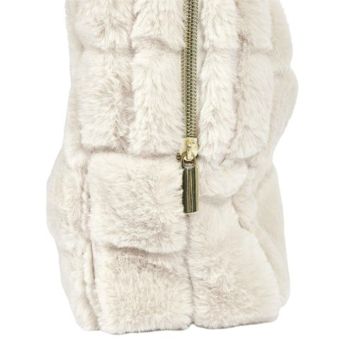 Kosmetyczka futrzana kremowa