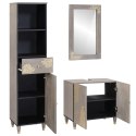 Zestaw Szafek Łazienkowych Z lustrem 3 pcs Szary Drewno z mango