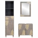 Zestaw Szafek Łazienkowych Z lustrem 3 pcs Szary Drewno z mango