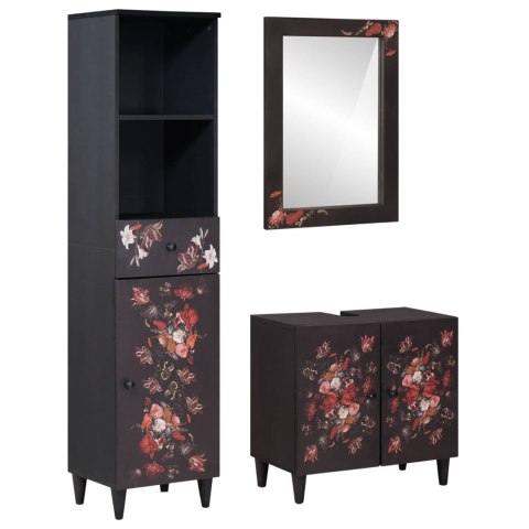 Zestaw Szafek Łazienkowych z szufladą 3 pcs Drewno z mango