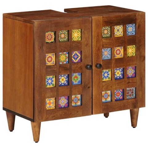 Zestaw mebli łazienkowych 3 pcs orzech włoski Drewno z mango