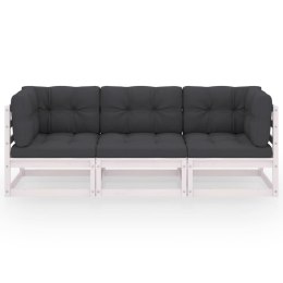 3-osobowa sofa ogrodowa z poduszkami, lite drewno sosnowe