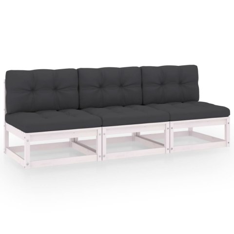 3-osobowa sofa z poduszkami, lite drewno sosnowe