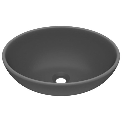 Luksusowa, owalna umywalka, ciemnoszara matowa, 40x33 cm