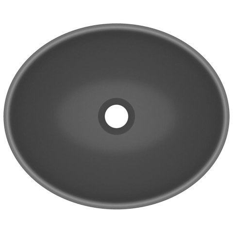 Luksusowa, owalna umywalka, ciemnoszara matowa, 40x33 cm