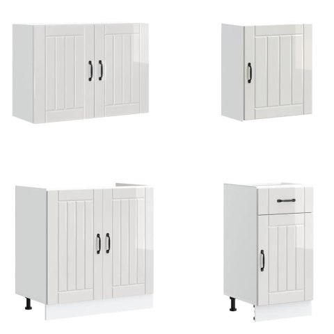 Zestaw szafek kuchennych 7 -częściowy, Lucca, biały o wysokim połysku