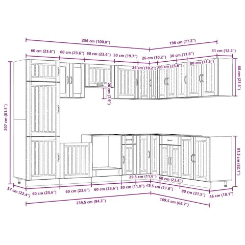 Zestaw szafek kuchennych Lucca, 14-częściowy, czarna
