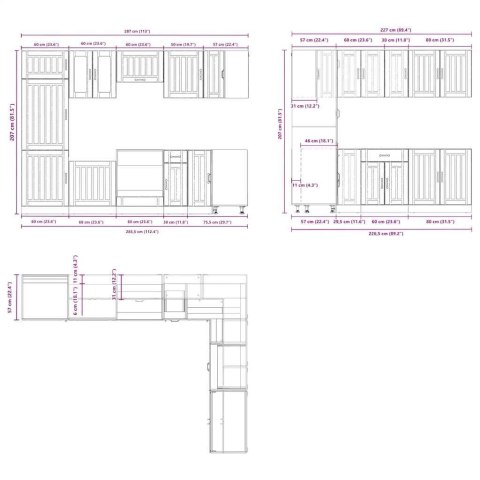 Zestaw szafek kuchennych Lucca, 14-częściowy, dąb artisan