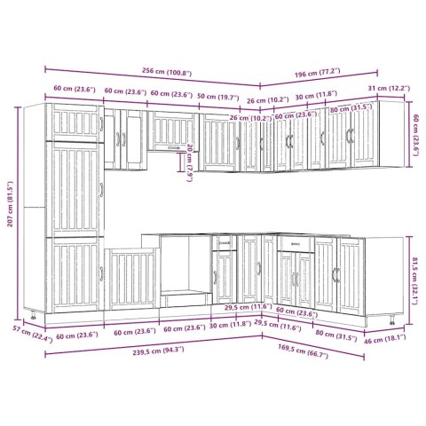 Zestaw szafek kuchennych Lucca, 14-częściowy, szarość betonu
