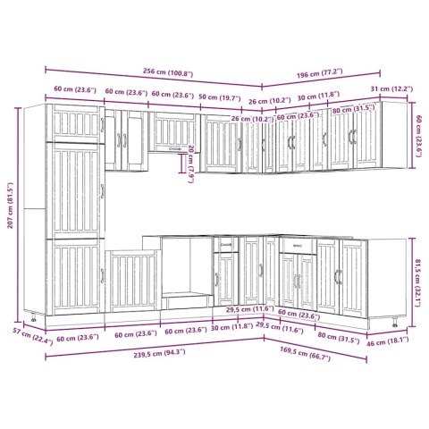 Zestaw szafek kuchennych Lucca, 14-częściowy, szary dąb sonoma