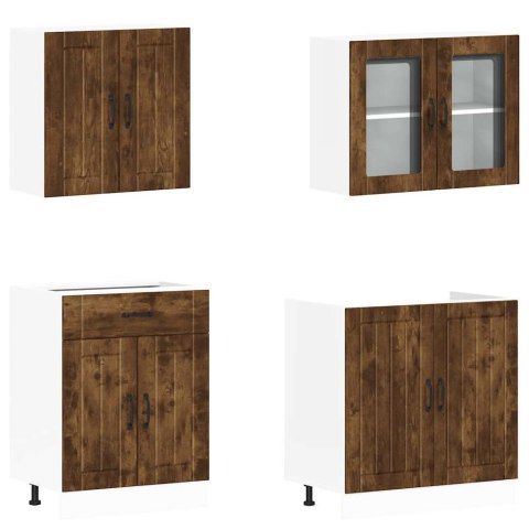 Zestaw szafek kuchennych, Lucca, 4-częściowy, przydymiony dąb