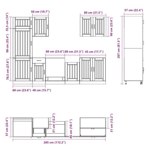 Zestaw szafek kuchennych, Lucca, 7-częściowy, biała