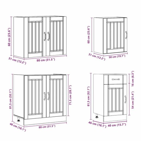 Zestaw szafek kuchennych, Lucca, 7-częściowy, biała