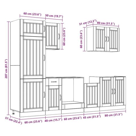 Zestaw szafek kuchennych, Lucca, 7-częściowy, biała