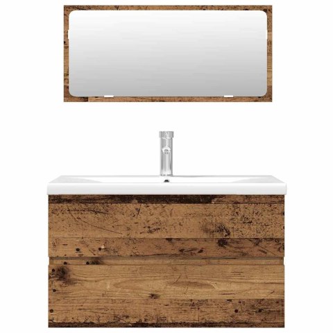 3-częściowy zestaw mebli łazienkowych, kolor starego drewna