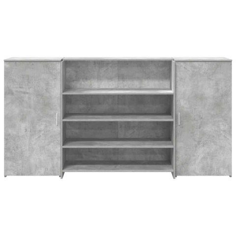 Biurko recepcyjne betonowe szare 200x50x103,5 cm drewno klejone