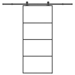 Drzwi przesuwne z osprzętem, 90x205 cm, szkło ESG i aluminium