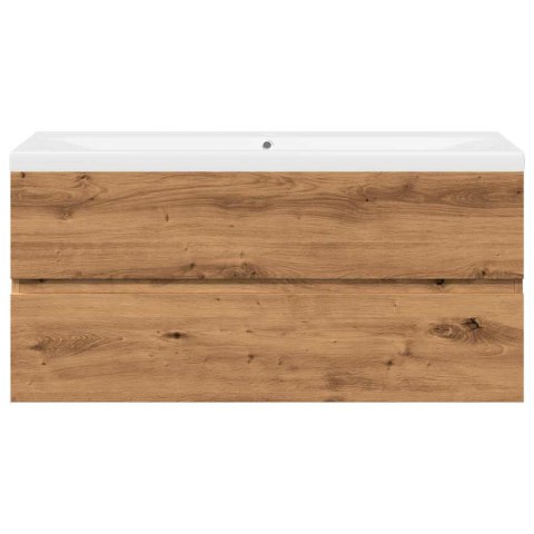 Szafka z wbudowaną umywalką, dąb artisan